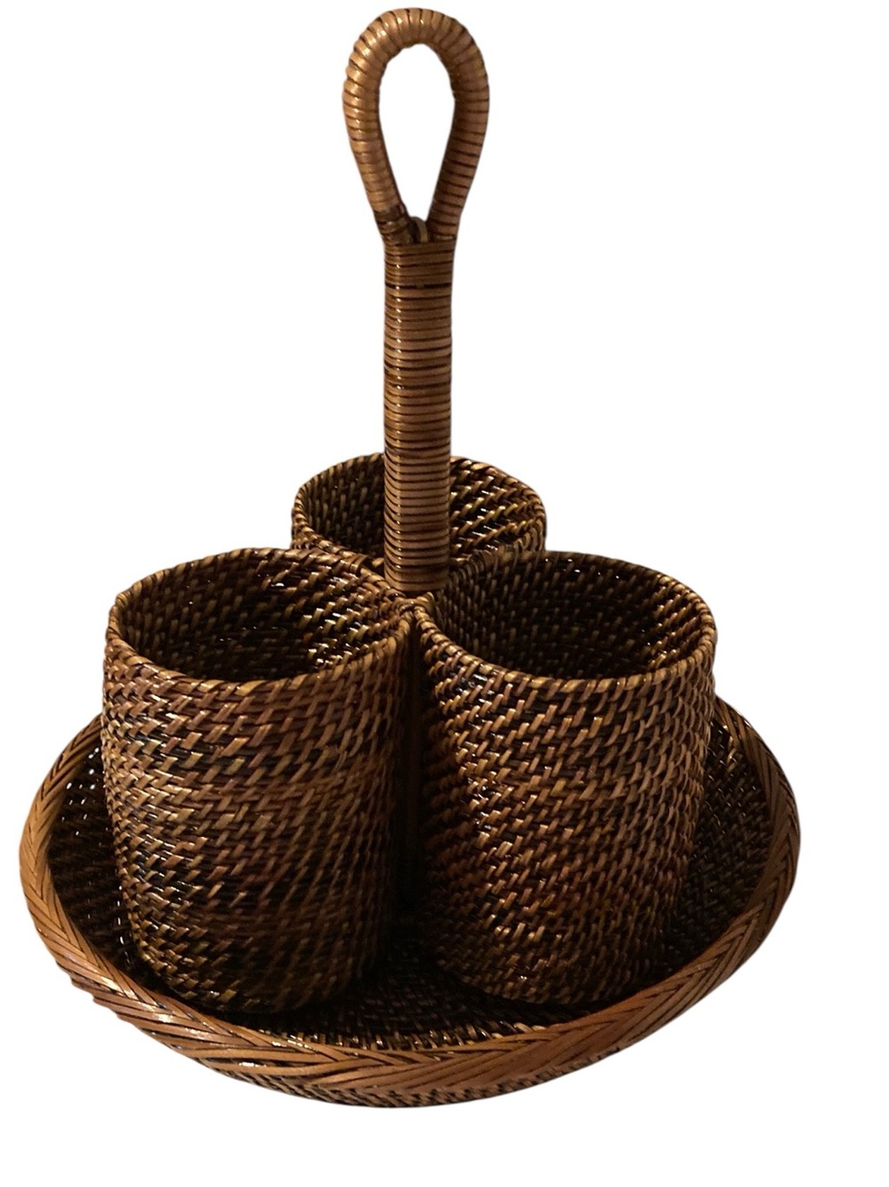 Southern Living Nito woven utensil caddy & bowl handwoven by artisans